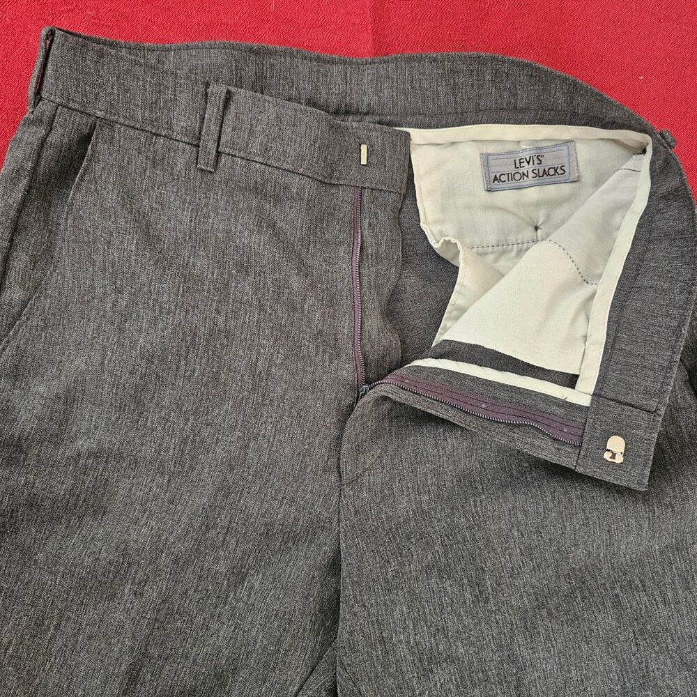 Vintage 80s Levis Action Slacks Gray Trousers Made in USA Structured 32x34